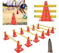 ACXIN Set de 6 haies à enficher Sports 12 cônes + 6 barres Set de haies à enficher Agility, entraînement de coordination pour enfants chiens sports d'équipe football, cônes multifonctionnels | Hauteur