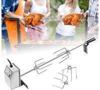 ACXIN Set de brochettes en acier inoxydable 107cm avec moteur, aiguilles à viande incluses Tournebroche électrique, Gril électrique, Grille de cuisson avec 4 fourchettes à viande (220V - 240V)