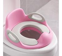ACXIN Siège de toilette pour enfant garçon et fille, siège de toilette pour enfant avec poignée de coussin et dossier, pour toilettes rondes et ovales, rose + gris