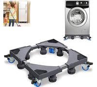 ACXIN Socle de machine à laver avec 8 pieds+4 roues, Socle de machine à laver réglable avec fonction antidérapante (Noir)