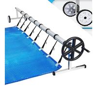 ACXIN Système d'enroulement de piscine mobile pour film solaire - Enrouleur de bâche - 3 m à 5,70 m - En acier inoxydable de qualité supérieure - Système d'enroulement réglable avec fixation et