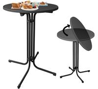 ACXIN Table haute pliante Ø 79 cm, Table de bistrot ronde 110cm - Table de jardin pliante résistante aux intempéries, pour l'intérieur et l'extérieur, résistante aux rayures, châssis stable en tube d'