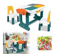 ACXIN Table pour enfant avec chaises - Table de jeu polyvalente avec espace de rangement - Plateau de table double face - Table d'activité multifonction (avec briques de construction)
