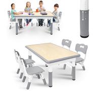 ACXIN Table pour enfants avec ensemble de 4 chaises, ensemble de table pour enfants en plastique, hauteur réglable, ensemble de meubles pour enfants table et chaises pour chambre d'enfant, crèche et