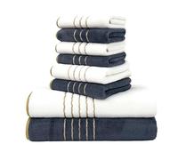 ACXMXQ Luxe Bain Serviette Ensemble de 8 pièces - 100% Coton Doux se Sentir très Absorbant Serviettes pour Salle de Bains Choix Parfait,Black White