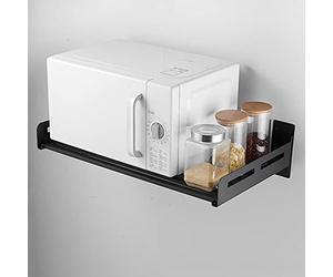 ACXZ Support Murale en Acier Inoxydable, étagère de Stockage Mural Cuisine pour Micro-Ondes, Charge 50 kg, Noir (Profondeur 30/35/40 cm)