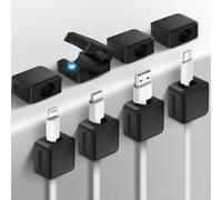Acyoony 8 Pièces Range Cabl Bureau, Organisateur de Câbles Magnétique Clips Auto-adhésifs pour Table de Nuit, Câbles d’Alimentation, HDMI, USB, Audio (Noir, 7mm)