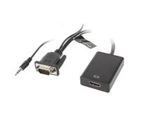 [AD-0021-BK] LANBERG Adaptateur D-Sub (VGA) Mini Jack M - HDMI F 0,20 m noir