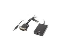 ad 0021 bk vga (15 broches) femelle vers jack (3 broches) et prise hdmi a 1.4) adaptateur avec câble usb a 2.0 (m