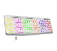 AD ADVANCE - R Type, Clavier sans Fil Silencieux Rechargeable, Touches Ergonomiques Lumineuses, Layout AZERTY Français, Autonomie Longue Durée, Connexion 2.4 Ghz, Compatible Windows, Mac, PC, Blanc