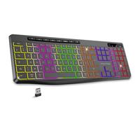 AD Advance - R Type, Clavier Sans Fil Silencieux Rechargeable, Touches Ergonomiques Rétroéclairées, Layout AZERTY Français, Autonomie Longue Durée, Connexion 2.4 Ghz, Compatible Windows, Mac, PC, Noir