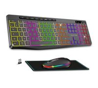 AD Advance - R Type, Ensemble Clavier Souris sans Fil Silencieux + Tapis Antidérapant, Rétroéclairé RGB, Souris LED Optique 1600 DPI, Kit Bureautique Rechargeable, pour PC, Mac & Ordinateur Portable