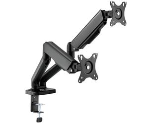 AD ADVANCE - Support Double Ecran PC Vesa 17 à 32 Pouces | Bras Articulé Ecran PC pour Moniteur | Pied Robuste Capacité de Charge 2 à 9 kg | Hauteur & Inclinaison Ajustable | Rotation à 360°