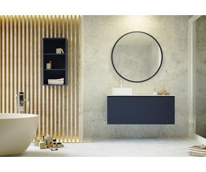 AD BATH Ensemble de salle de bain : meuble vasque, étagère, miroir rond - GANT2-ACABADO-AZULINDICO