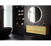 AD BATH Ensemble meubles de salle de bain : meuble de rangement, vasque encastrable, miroir LED - BLOC3-ACABADO-FRESNOOLIVATO