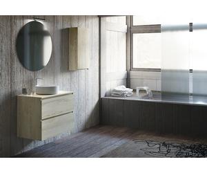 AD BATH Ensemble meubles de salle de bain : meuble de rangement, vasque, miroir et applique - BLOC11-ACABADO-OAKCREAM
