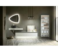 AD BATH Ensemble meubles de salle de bain : vasque, meuble de vasque, miroir LED - Bloc - BLOC2-ACABADO-BLANCO