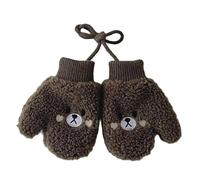 AD-BCrbgen Lot de 2 Paires de moufles en Laine d'agneau for bébé avec Tour de Cou, for garçons et Filles de 1 à 4 Ans, Gants d'hiver Chauds doublés de Polaire for Tout-Petits(Coffee)