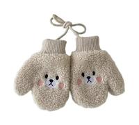 AD-BCrbgen Lot de 2 Paires de moufles en Laine d'agneau for bébé avec Tour de Cou, for garçons et Filles de 1 à 4 Ans, Gants d'hiver Chauds doublés de Polaire for Tout-Petits(Beige)