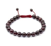AD Beads Bracelet en macramé avec pierres précieuses naturelles 8 mm Réglable 17,8 à 22,9 cm Red Garnet