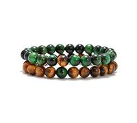AD Beads Lot de 2 bracelets élastiques en perles naturelles pour elle et lui, 8 mm, agate noire mate, 8mm, Agate noire mate, Bracelets