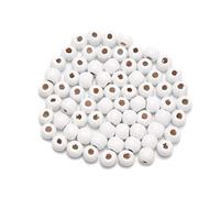 AD Beads Lot de 200 perles d'espacement en bois en vrac à grand trou pour colliers, bracelets, loisirs créatifs et décoration (8 x 10 mm, blanc)