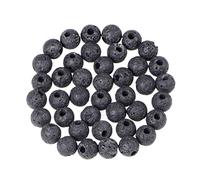 AD Beads Lot de 40 perles rondes en pierre précieuse naturelle de 8 mm à grand trou de 2,5 mm (pierre de lave noire)