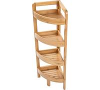 AD.CON Etagère de salle de bain en bambou, Piédestal, Etagère d'angle, Etagère de salle de bain avec 4 étagères, Etagère en bois, Etagère de salle de bain