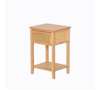 AD.CON Table de chevet en bambou avec tiroir - Table d'appoint pour chambre à coucher - Commode de chevet avec compartiment de rangement - Table de chevet compacte - 60 x 40 x 35 cm - Naturel