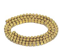 AD Perles Naturelles hématite Pierre précieuse à facettes carré Cube Perles de courroie 40,6 cm 2 x 2 mm 4 x 4 mm 4x4mm doré métallique