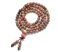 AD Perles Pierres naturelles bouddhiste 108 perles de prière Guérison Mala extensible Collier de bracelet 6 mm Leopard Fur Jasper