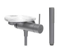 Ada mit b à enc tablette percée bec 170 mm pvd inox/marbre blanc - LAUFEN HF506765505000