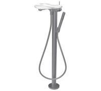Ada mit b sur colonne tablette percée bec 203 mm pvd inox/marbre blanc - LAUFEN HF506781505000