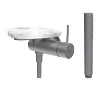 Ada mit de d à enc avec simibox 1-point tablette percée pvd inox/marbre blanc - LAUFEN HF506755505000