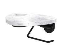 Ada porte-papier toilette tablette percée pvd noir/marbre blanc - LAUFEN HF506791515000