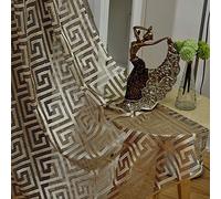 adaada Lot de 2 rideaux en tulle jacquard noir et doré pour salon (245 x 140 cm, doré)