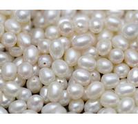 Adabele PT4-78 Lot de 10 véritables perles de culture d'eau douce naturelles de qualité AAAA ultra brillantes et semi-percées Blanc 7 à 8 mm 7 à 8 mm