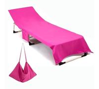 adadvo 75x215cm Housse de Chaise de Plage, Serviette pour Transat Plage avec Poches de Rangement Serviette pour Chaise Longue Jardin Extér Pliable et Légère(Rose Colored)