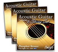 Adagio Lot de 3 cordes de guitare acoustique Pro 11-50 Bronze phosphoreux - Jauge de lumière professionnelle