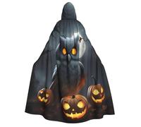 Adahgu Cape à capuche avec imprimé hibou, fantôme, citrouille, pour adultes, carnaval, bal masqué, festival, cosplay, accessoire de costumes