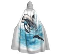 ADAhgu Cape à capuche unisexe avec imprimé dauphin océanique regardant vous pour carnaval, cosplay, accessoire de fête vampire
