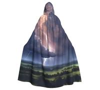 ADAhgu Cape à capuche unisexe avec imprimé paysage de tonnerre pour carnaval, cosplay, accessoire de fête vampire
