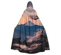 ADAhgu Cape à capuche unisexe avec imprimé paysage du mont Fuji du Japon pour carnaval, cosplay, accessoire de fête vampire