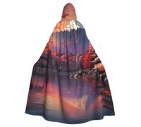 ADAhgu Cape à capuche unisexe avec imprimé paysage du mont Fuji du Japon pour carnaval, cosplay, accessoire de fête vampire