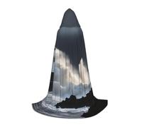 ADAhgu Cape à capuche unisexe avec imprimé phare en tempête pour carnavals, cosplay, festival, célébrations en plein air