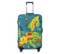 ADAhgu Carte de l'Europe avec imprimé coloré - Housse de valise à la mode - Protection personnalisée pour les voyages et les affaires, Noir , M