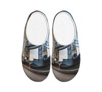 ADAhgu Chaussons historiques Old Tower Bridge London imprimés adultes TPR lavables pour homme et femme Chaussures d'hiver respirantes et confortables