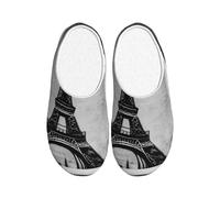 ADAhgu Chaussons Parisiens Café Tour Eiffel Imprimé Adulte TPR Pantoufles Lavables pour Hommes et Femmes Chaussures d'hiver Respirantes et Confortables