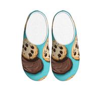ADAhgu Cookies Nourriture Chocolat Chips Biscuits Impression Adulte TPR Pantoufles Lavables pour Hommes et Femmes Chaussures d'hiver Respirantes et Confortables