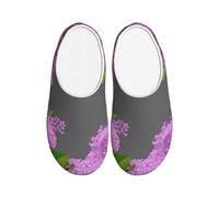 ADAhgu Encadrement fleurs lilas en fleur imprimé pantoufles TPR adultes lavables pour hommes et femmes chaussures d'hiver respirantes et confortables